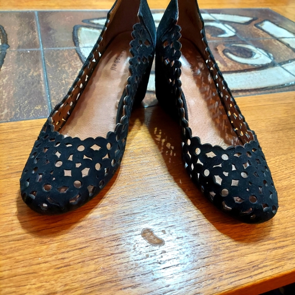 Jeffrey Campbell black wedge shoes